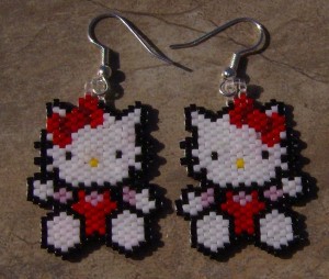 Images of Brick Stitch Hello Kitty Earrings