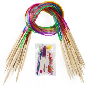 Vancens Circular Wooden Knitting Needles with Colorful Plastic Tube