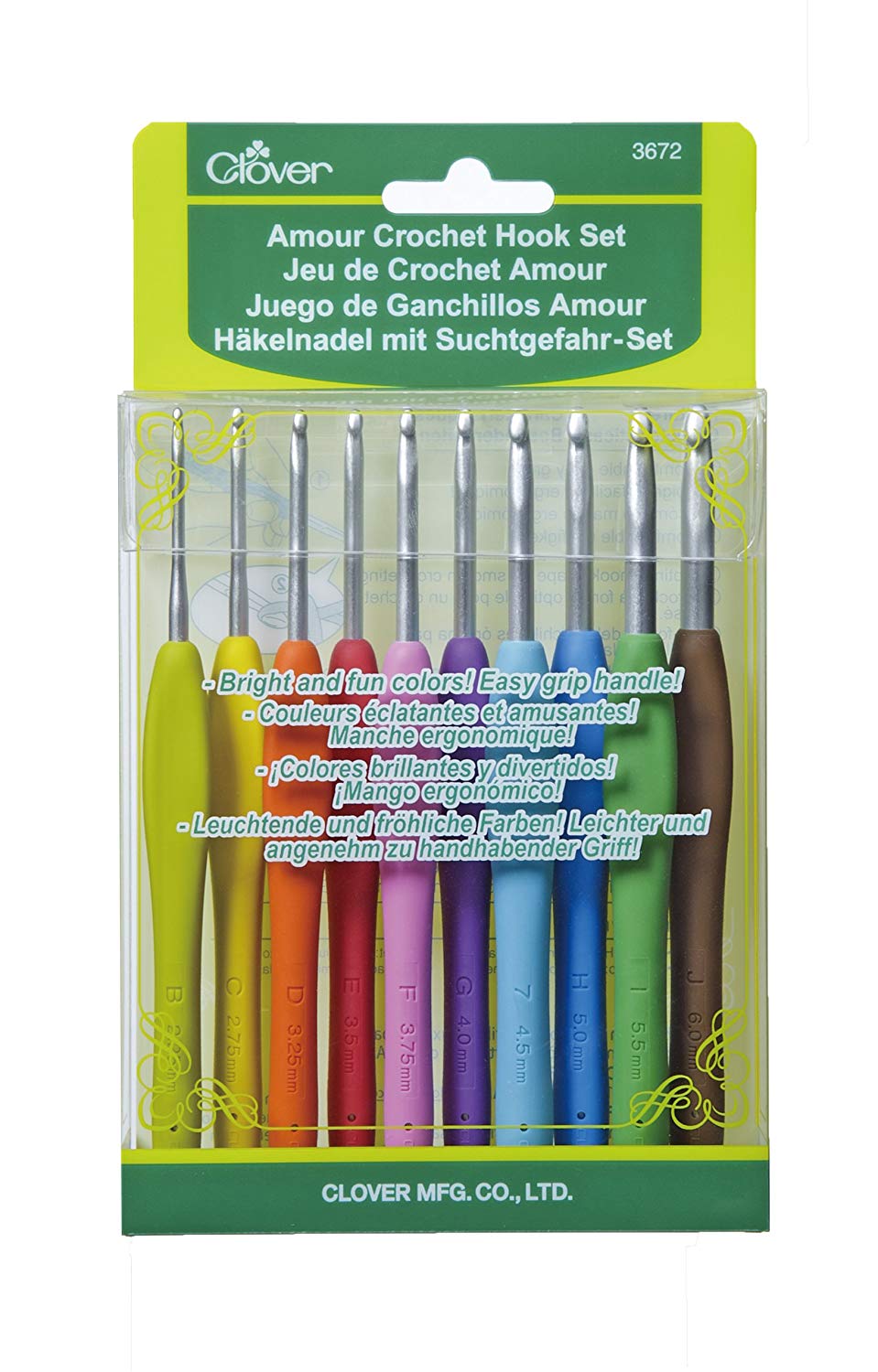 9 Pcs Crochet Hooks 2.5mm(c)-6.5mm(k), Ergonomic Crochet Hook Set For  Arthritis Colorful Longer Aluminum Shaft Crochet Needles For Crocheting,  Crochet