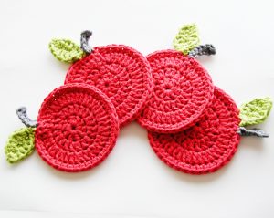 Apple Coaster Crochet Pattern