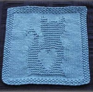 Cat Dishcloth Knitting Pattern