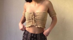 Crochet Off The Shoulder Bikini Crop Top