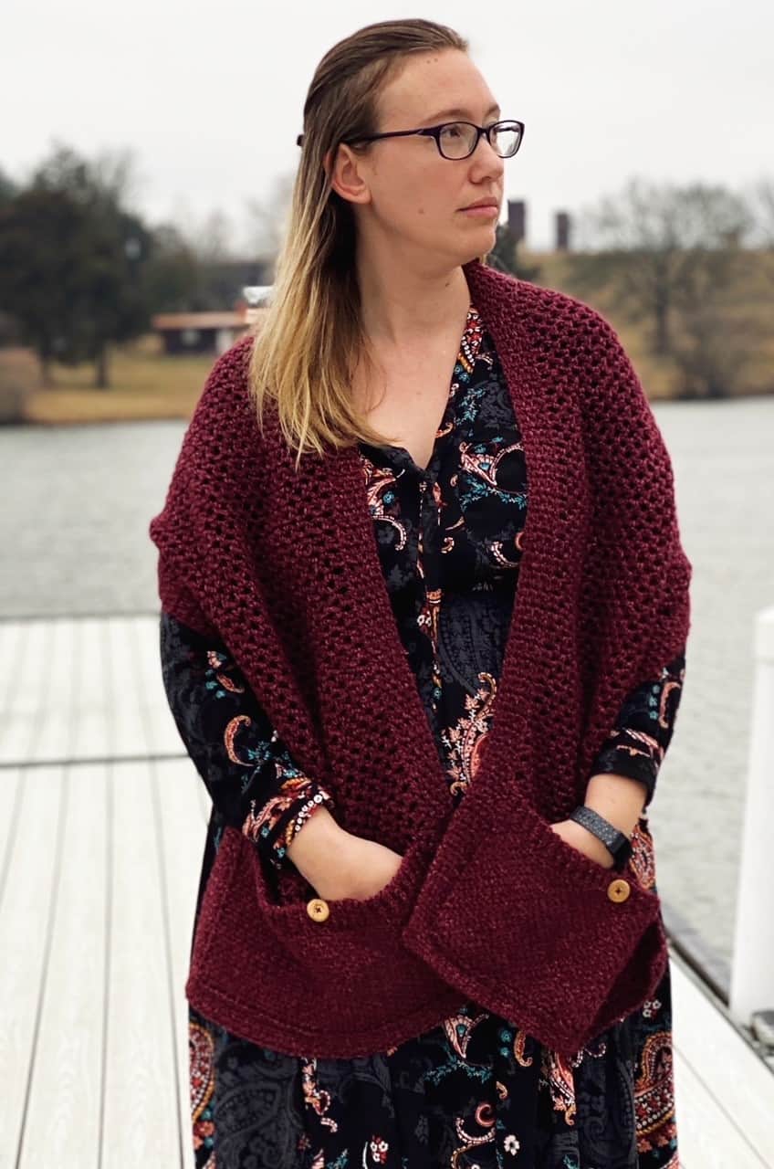 Crochet Shawl with Pockets