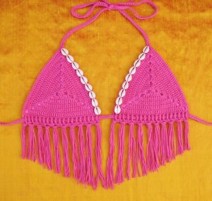 Crochet Tassel Crop Top Swimsuit