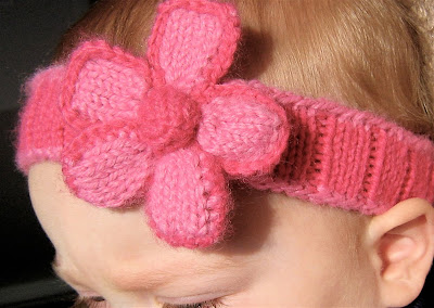 Free Knitting Pattern for Baby Headband with Flower