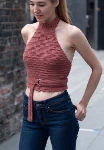 High Neck Crochet Crop Top