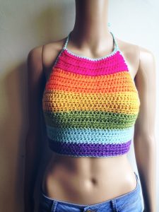 Rainbow Crochet Halter Crop Top Pattern Free