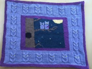 Small Owl Baby Blanket Knitting Pattern