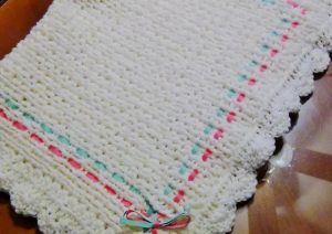 White Loom Knit Baby Blanket
