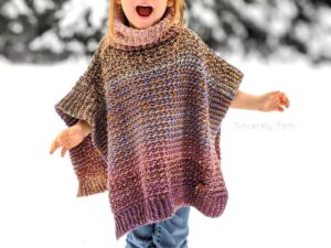 Child Cowl Neck Poncho Crochet Pattern