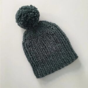 Knitted Chunky Hat Pattern with Pom Pom