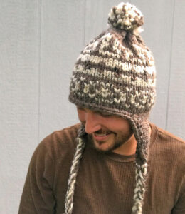 Loom Knit Hat Men’s Hat Pattern with Ear Flaps