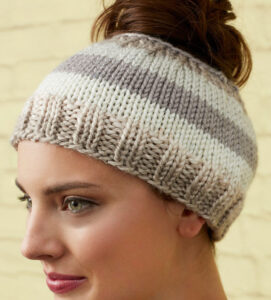 Messy Bun Hat Knitting Pattern for Tweens