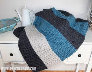 3 Color Stripe Crochet Blanket