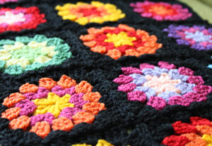 Black Granny Square Blanket