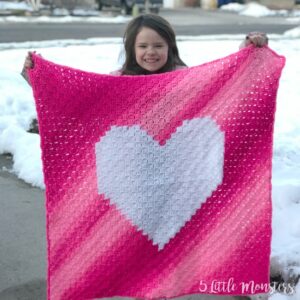 C2C Crochet Heart Blanket