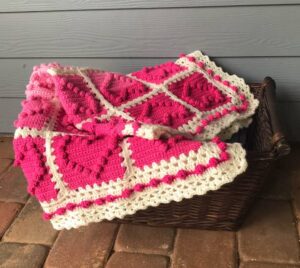 Crochet Bobble Heart Blanket Pattern