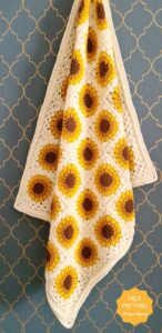 Granny Square Sunflower Crochet Blanket