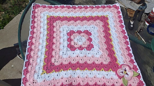 Shell Stitch Crochet Square Blanket