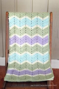 Simple 3 Color Chevron Crochet Blanket